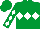 Silk - Emerald green, white triple diamond, white diamonds on sleeves, emerald green cap