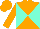 Silk - Orange and aqua diagonal quarters, orange cap