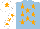 Silk - Light blue, orange stars, white sleeves, orange stars, white cap, orange star