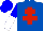 Silk - Royal blue, red cross of lorraine, blue and white halved sleeves, blue cap