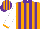 Silk - Orange and purple stripes, purple collar, white sleeves, orange cuffs, purple cap, orange stripes