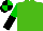 Silk - Kelly green, green and black halved sleeves, black and green quartered cap