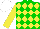 Silk - Green, yellow diamonds, yellow sleeves, white cap