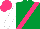 Silk - Emerald green, hot pink sash, white sleeves, hot pink cap