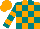 Silk - Orange and teal blocks, teal sleeves, two orange hoops