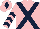 Silk - Pink, dark blue cross belts, chevrons on sleeves, pink cap, dark blue diamond