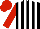 Silk - Black and white stripes, red  sleeves and cap