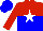 Silk - red, blue halved horizontally, white star, red sleeves, blue cap