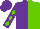 Silk - Purple and light green halves, light green diamonds on slvs