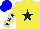 Silk - Yellow, Dark Blue Star, Blue Stars On Sleeves, Blue Cap