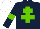 Silk - Dark blue, light green cross of lorraine, dark blue sleeves, light green armlets, white cap