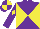 Silk - Purple and yellow diagonal quarters, purple and yellow diamond sleeves, purple and yellow quartered cap, purple visor