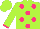 Silk - Lime green, hot pink dots, hot pink cuffs on sleeves, lime green cap