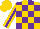 Silk - Gold and purple blocks, purple stripe on gold sleeves