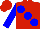 Silk - Red, large blue spots, blue sleeves