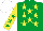 Silk - Emerald green, yellow stars, yellow sleeves, emerald green stars, white cap
