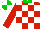 Silk - red and white checked, green collar, white and green quartered cap