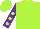 Silk - Lime, lime dots on purple sleeves, purple ball on lime cap