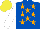 Silk - ROYAL BLUE, ORANGE stars, WHITE sleeves, YELLOW cap
