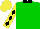 Silk - Green, black collar, diamonds on yellow sleeves, yellow cap