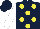 Silk - Dark blue, yellow spots, white sleeves