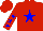 Silk - Red,  blue star, blue stars on sleeves