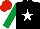 Silk - Black, white star, emerald green sleeves, red cap