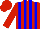 Silk - Red and blue stripes, red sleeves, red cap