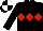 Silk - Black, red triple diamonds, white quartered cap