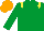 Silk - EMERALD GREEN, yellow epaulettes, orange cap