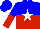 Silk - blue and red halved horizontally, white star, blue and red halved sleeves, blue cap