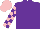 Silk - Purple, white fleurdelis, pink and purple checked sleeves, pink cap