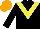 Silk - Black, yellow chevron, orange cap