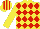 Silk - yellow and red diamonds, striped cap