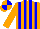 Silk - Orange and blue stripes, quartered cap