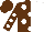 Silk - Brown and white halves with brown and white dots, brown and white dots on sleeves, brown cap