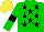 Silk - Green, black stars, green sleeves, black armbands, yellow cap