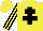 Silk - Yellow, black cross of lorraine, black stripes on sleeves, yellow cap