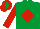 Silk - EMERALD GREEN, red diamond, red sleeves, red cap, emerald green diamond