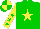 Silk - Green, yellow star, yellow arms, green stars, yellow quartered cap