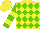 Silk - Yellow and light green diamonds, yellow hoops on light green sleeves, yellow cap