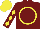 Silk - Burgundy, yellow circle, yellow diamonds on sleeves, yellow cap