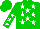 Silk - Green, white stars, white stars on green sleeves, green cap