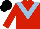 Silk - Red body, light blue chevron, red arms, black cap
