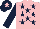 Silk - Pink, dark blue stars, dark blue sleeves, dark blue cap, pink star