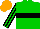 Silk - Green, black hoop, green and black striped sleeves, orange cap