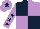 Silk - Dark blue and mauve (quartered), mauve sleeves, dark blue stars, mauve cap, dark blue star
