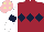 Silk - Maroon, dark blue triple diamond, white sleeves, dark blue armlet, pink cap, beige spots