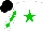 Silk - White, green star, green diamonds on sleeves, green star on black cap