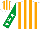 Silk - White & orange stripes, emerald green sleeves, white stars, white & orange striped cap
